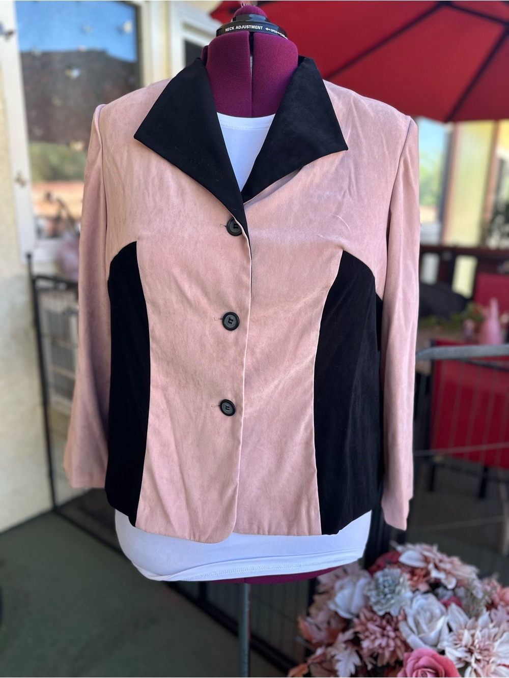 Scarlet Vintage Two-Tone Pink and Black Blazer 80’s 90’s